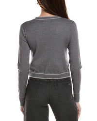 Theo and Spence Theo And Spence Stripe Trim Cropped Crewneck Sweater
