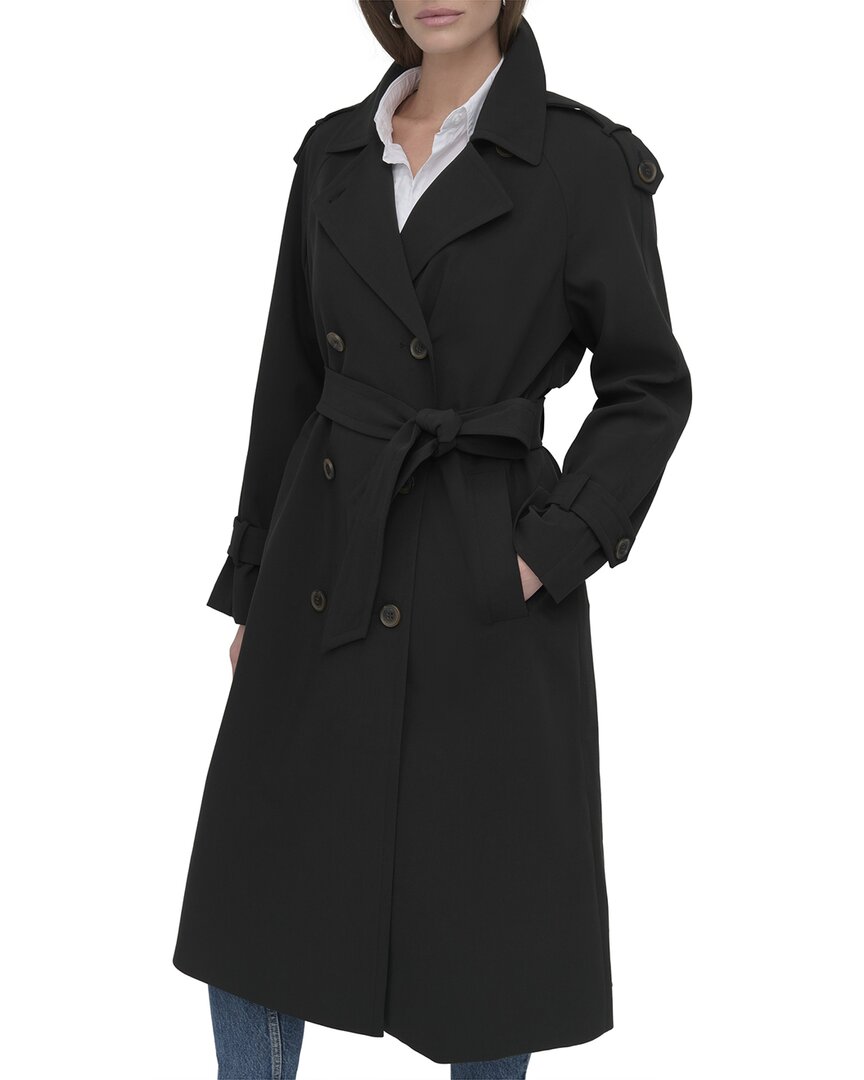 Dkny Double-Breasted Rain Trench Coat
