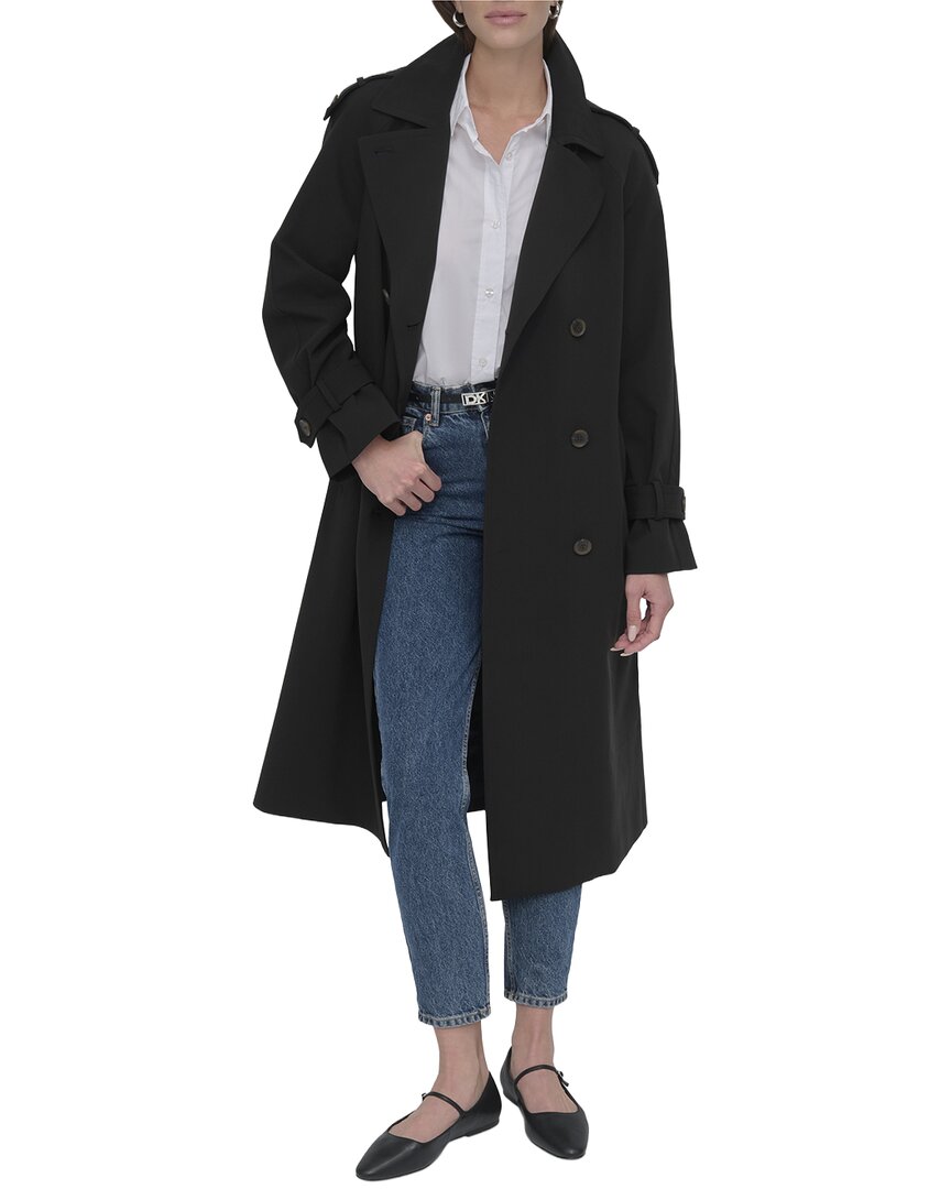 Dkny Double-Breasted Rain Trench Coat