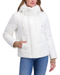 Kensie Mixed Quilt Puffer Jacket