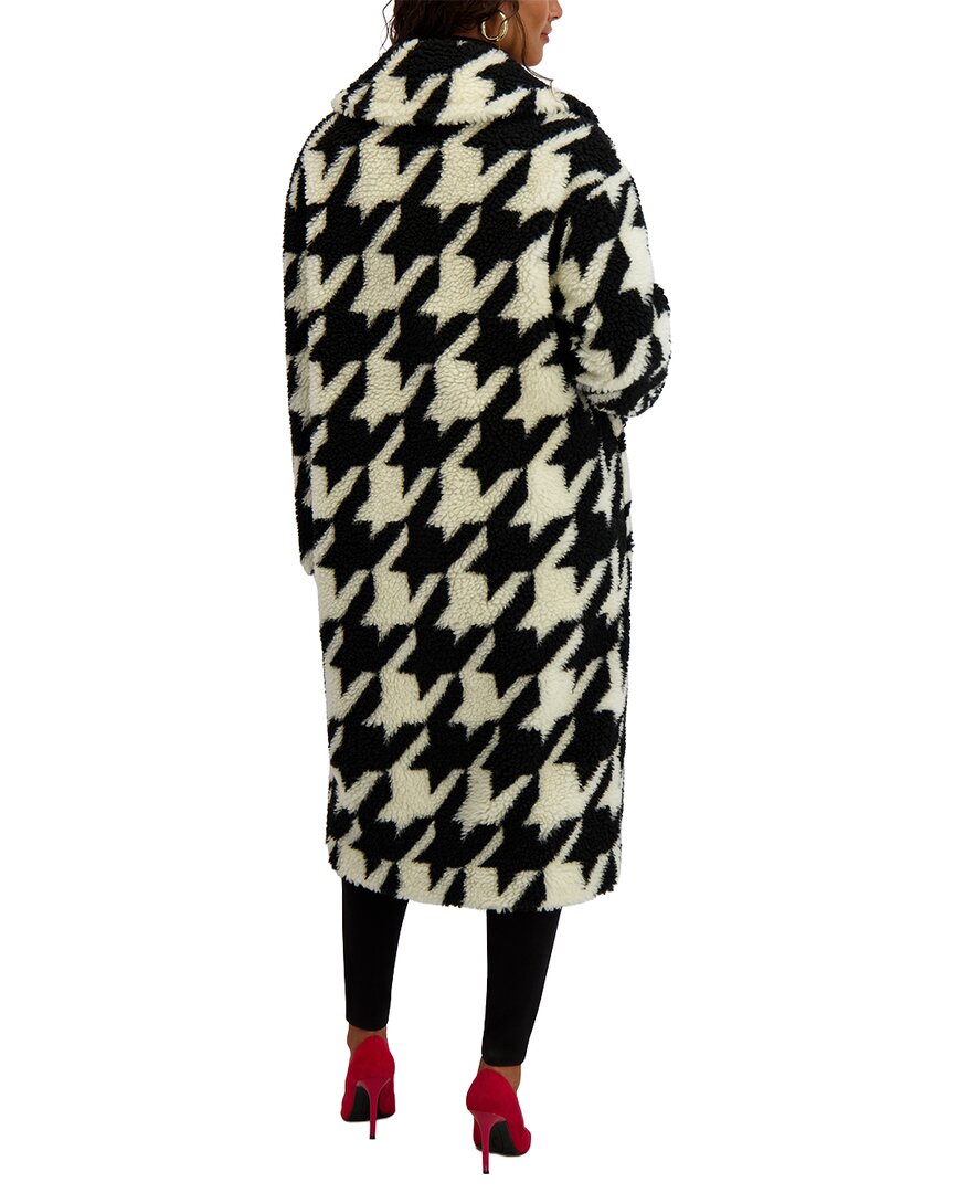 Kensie Womens Houndstooth Faux Sherpa Coat, Xl