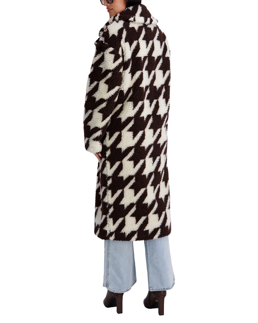 Kensie Womens Houndstooth Faux Sherpa Coat, Xl