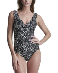 DKNY Dkny Ruffle Plunge Swimsuit