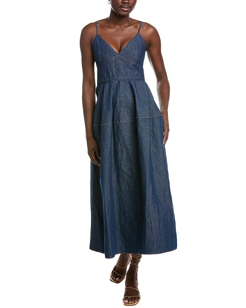 Co Basque Linen-Blend Midi Dress