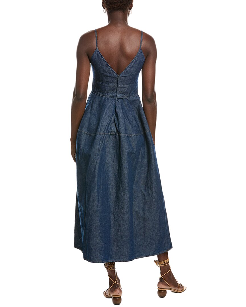Co Basque Linen-Blend Midi Dress