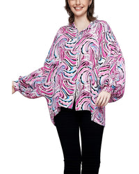 Why Dress Abstract Print Button-Down Blouse