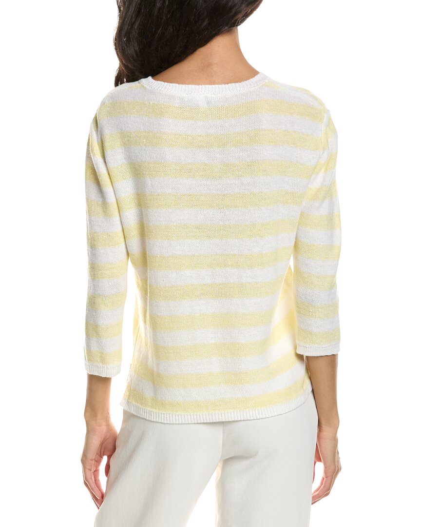 Forte Beach Stripe V-Neck Linen Sweater