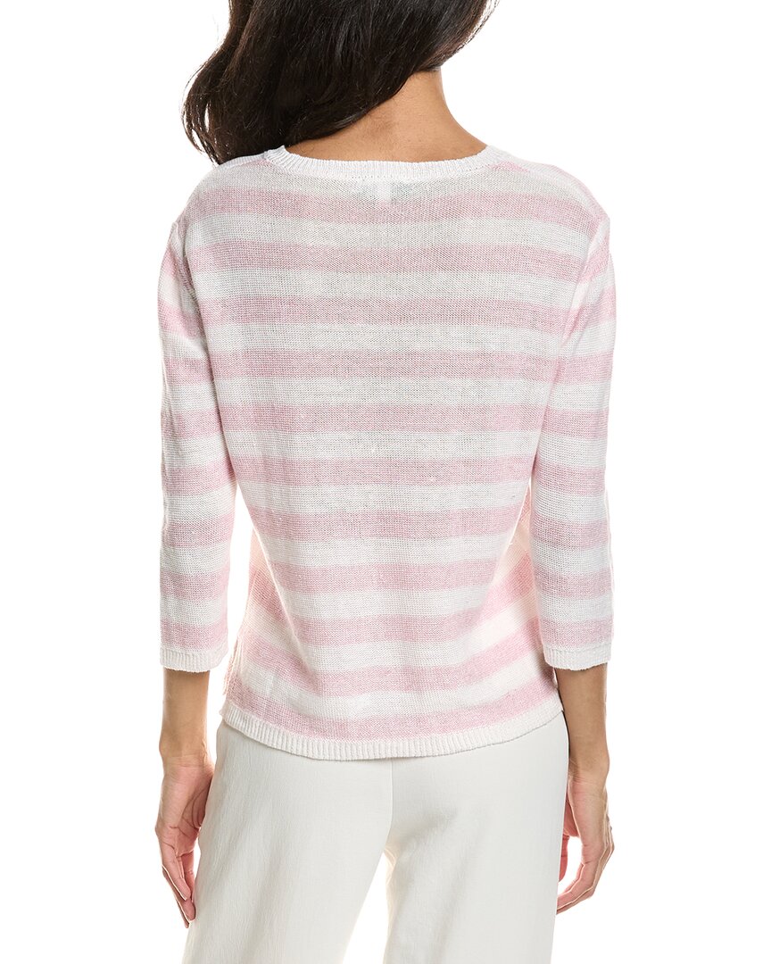 Forte Beach Stripe V-Neck Linen Sweater