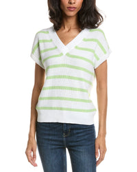 Forte Stripe Cap Sleeve V-Neck Sweater