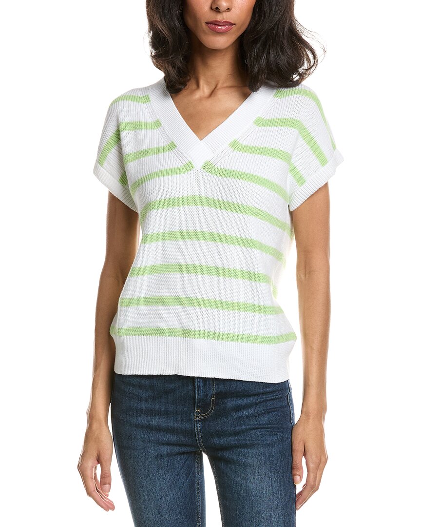 Forte Stripe Cap Sleeve V-Neck Sweater