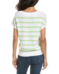 Forte Stripe Cap Sleeve V-Neck Sweater