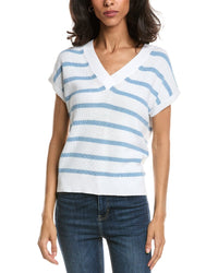 Forte Stripe Cap Sleeve V-Neck Sweater