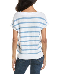 Forte Stripe Cap Sleeve V-Neck Sweater
