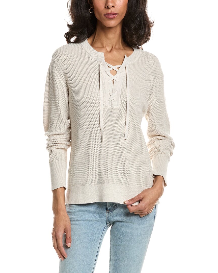 Forte Lace-Up Rib Crewneck Sweater