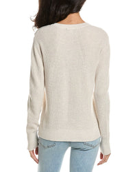 Forte Lace-Up Rib Crewneck Sweater