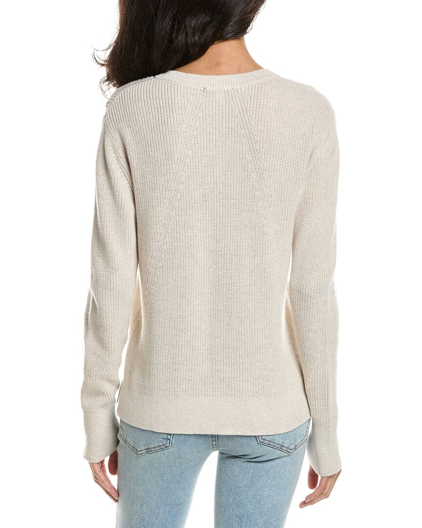 Forte Lace-Up Rib Crewneck Sweater