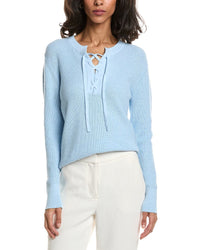 Forte Lace-Up Rib Crewneck Sweater