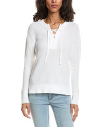 Forte Lace-Up Rib Crewneck Sweater