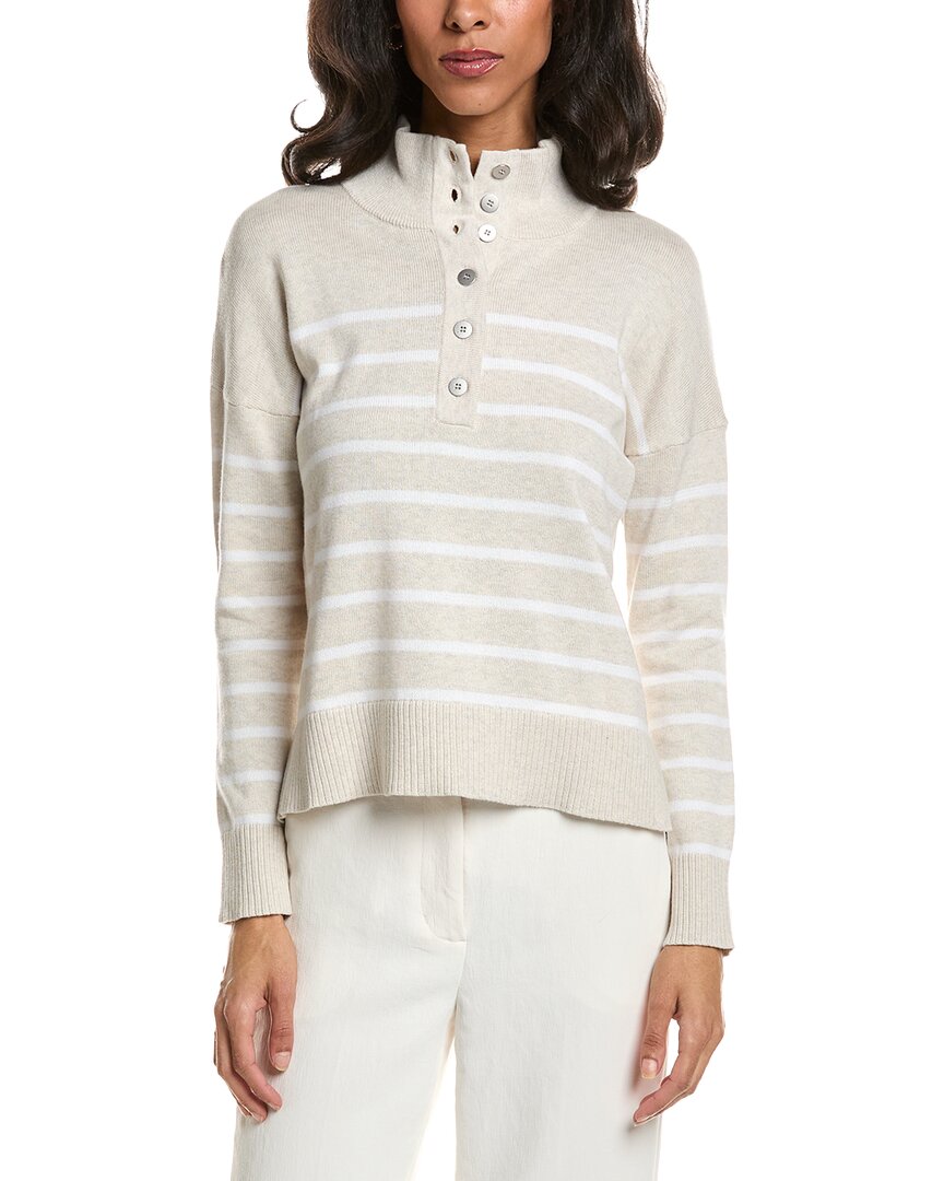 Forte Forte Stripe Button Mock Neck Sweater