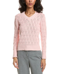 Forte Forte Stonewash Cable V-Neck Sweater