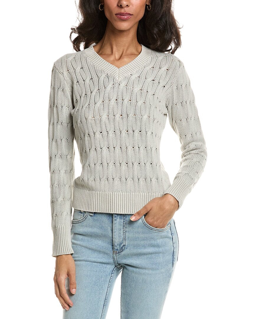 Forte Forte Stonewash Cable V-Neck Sweater