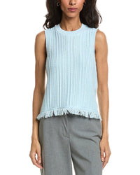 Forte Textured Fringe Tank Top