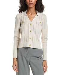 Forte Rib Button Front Polo Sweater
