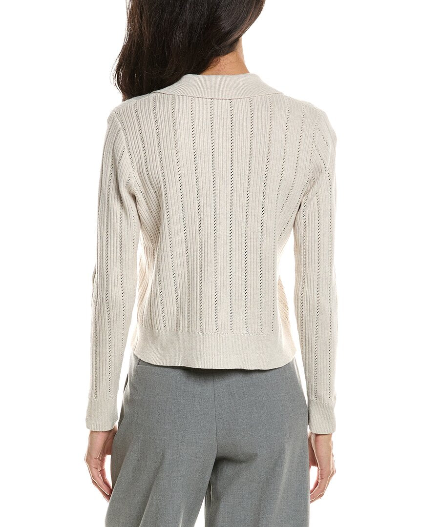 Forte Rib Button Front Polo Sweater