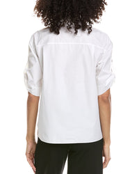 Lafayette 148 New York Petite Tab Sleeve Popover Shirt