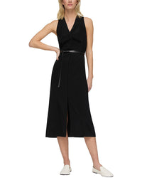 Lafayette 148 New York Petite V-Neck Sleeveless Silk-Blend Dress
