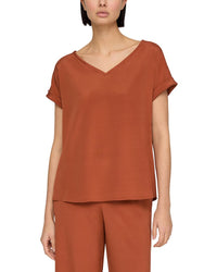 Lafayette 148 New York Plus Wide V-Neck Cuff Sleeve Silk-Blend Blouse