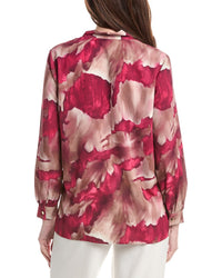 Misook Woven Watercolor Print Blouse