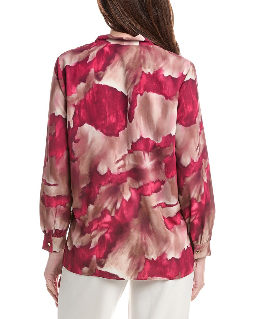 Misook Woven Watercolor Print Blouse
