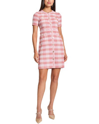 Misook Bold Plaid Tweed Knit Sheath Dress