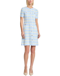 Misook Bold Plaid Tweed Knit Sheath Dress