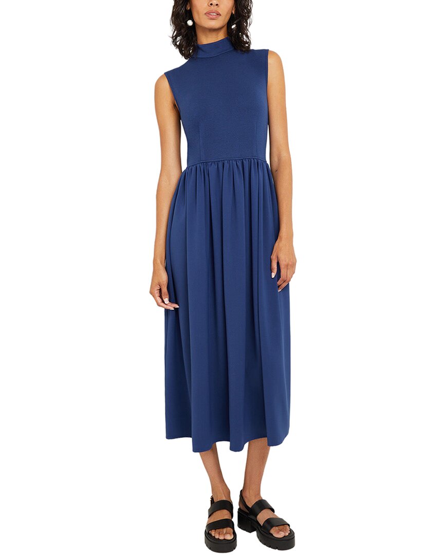 Misook Mixed Media Fit-And-Flare Midi Dress