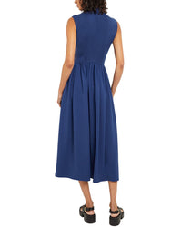 Misook Mixed Media Fit-And-Flare Midi Dress