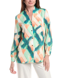 MISOOK Misook Abstract Print Crepe De Chine Blouse