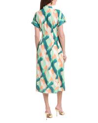 Misook Fit & Flare Crepe De Chine Button Up Maxi Dress