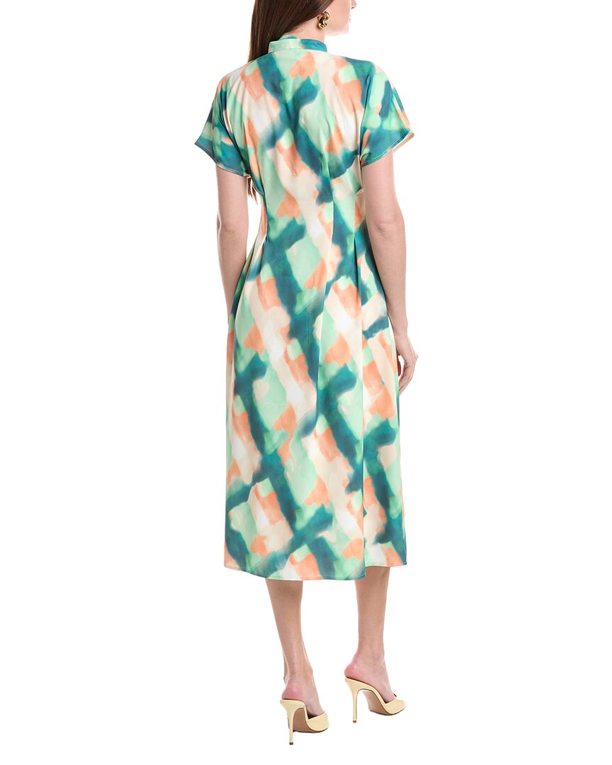 Misook Fit & Flare Crepe De Chine Button Up Maxi Dress