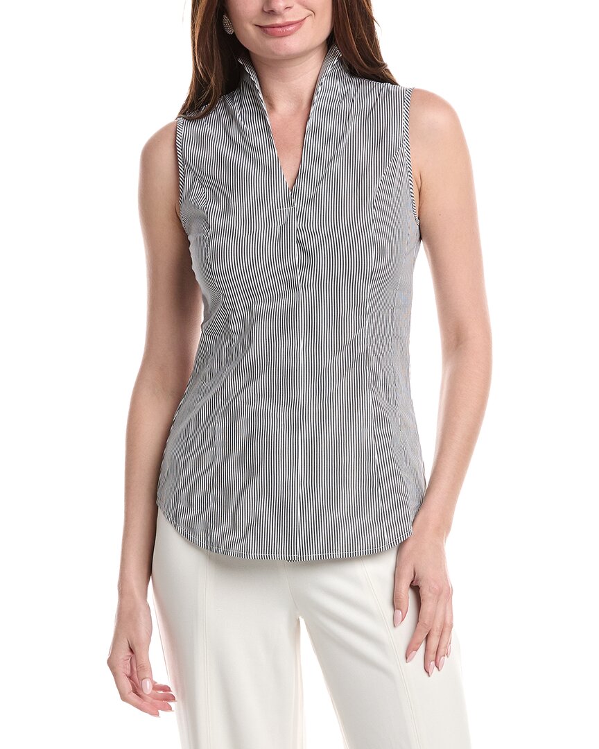 Misook Pinstripe Stretch Cotton Blouse