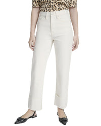 Dkny High Rise Ecru Relaxed Straight Jean
