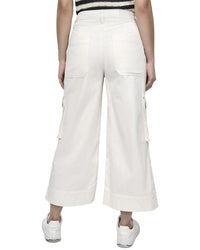 Dkny High Rise Ecru Wide Leg Stretch Jean