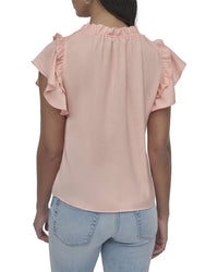 Dkny Ruffle Neck Top
