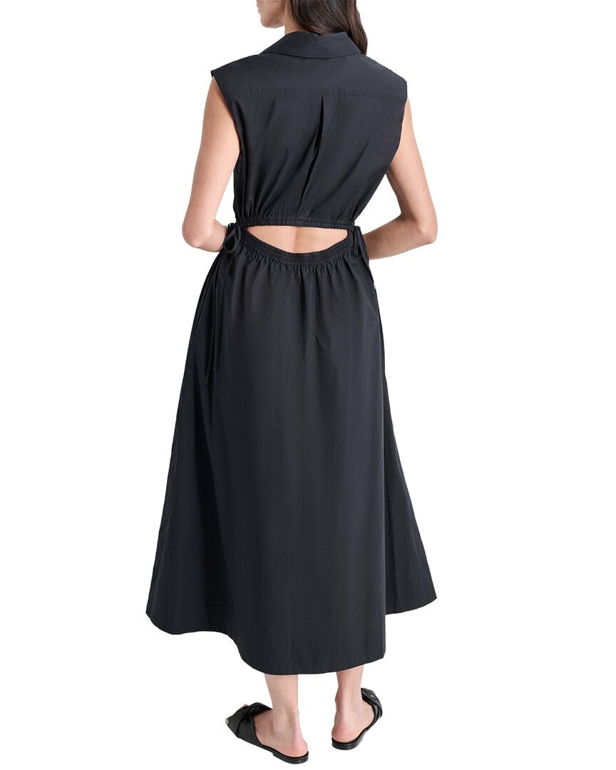 Dkny Midi Smocked Cut Out Back Dress