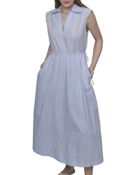 Dkny Midi Smocked Cut Out Back Dress