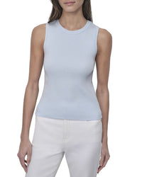 Dkny Side Logo Trim Rib Crew Neck Top