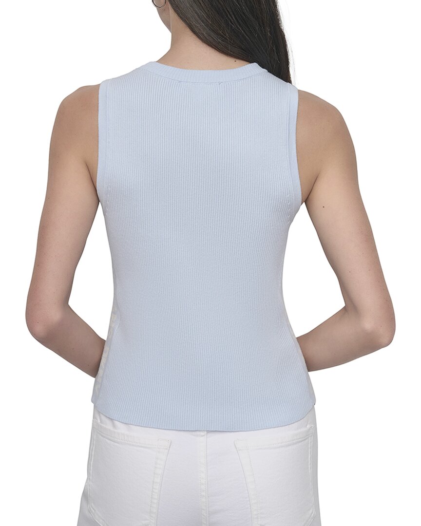Dkny Side Logo Trim Rib Crew Neck Top