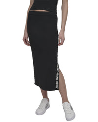 Dkny Side Logo Rib Midi Skirt