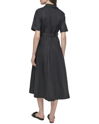 Dkny Dropped Waist Button Front Poplin Dress
